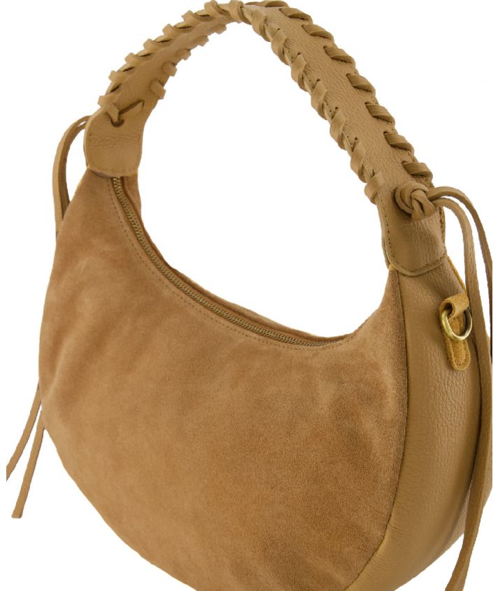 Ava suéde handtas in camel