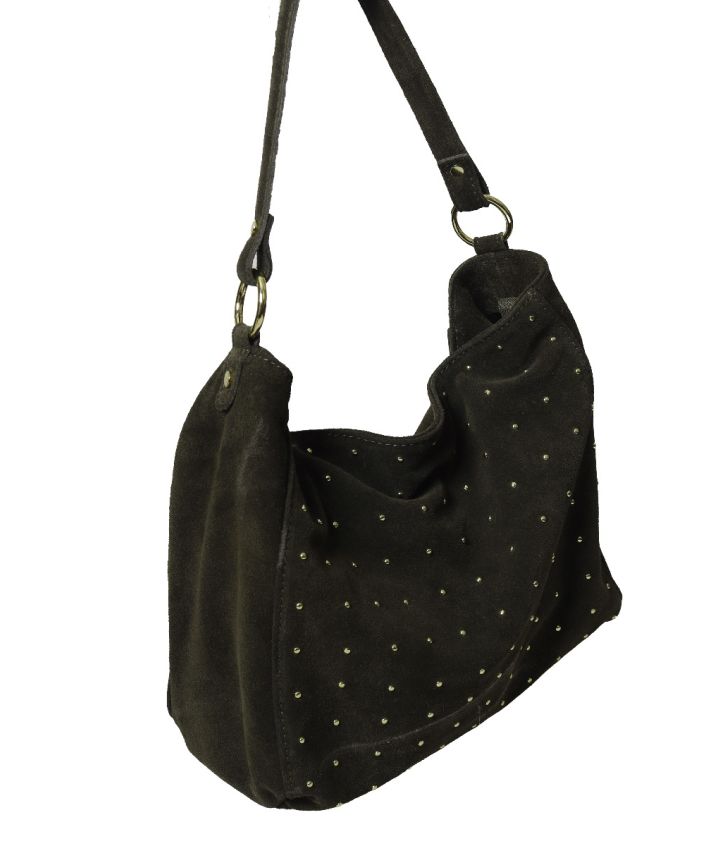 Lottie suède handtas met studs