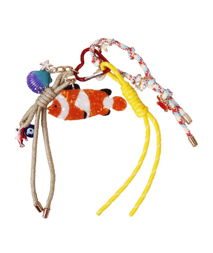 Sleutelhanger/tashanger met grote vis en zee-thema bedeltjes