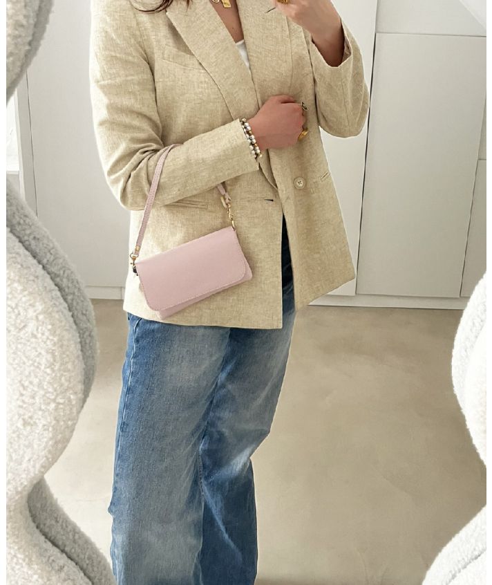 Donkergrijze lederen clutch
