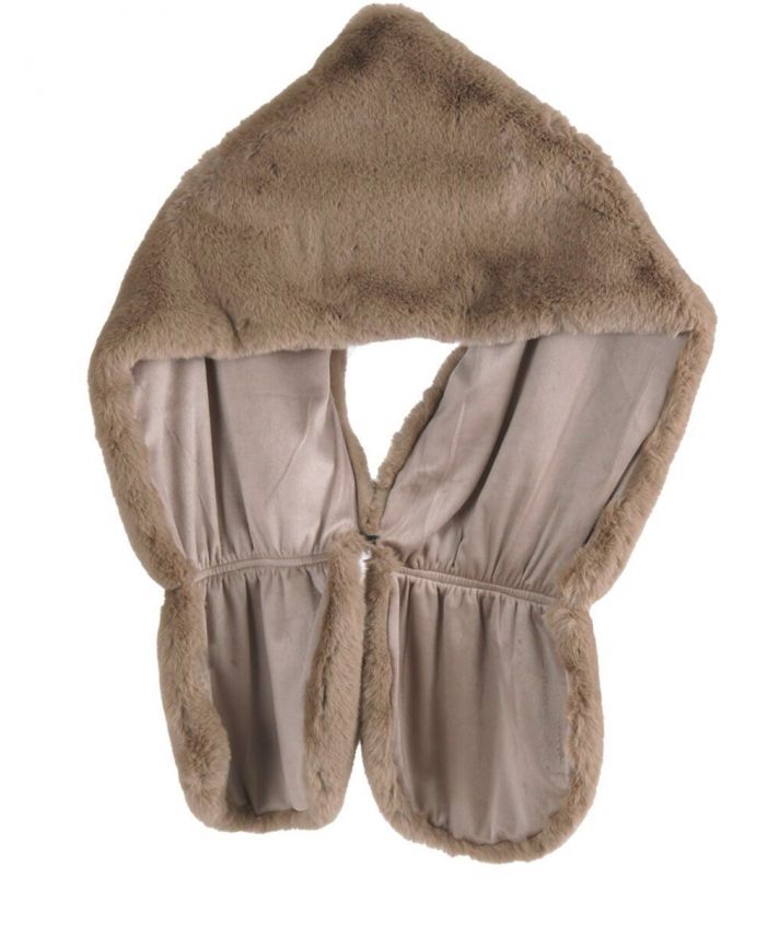 Taupe-kleurige stola van zacht kunstbont