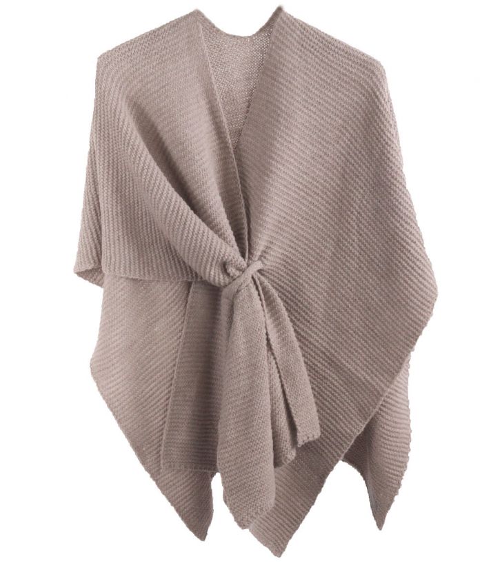 Alpaca-blend omslagdoek in taupe met lus