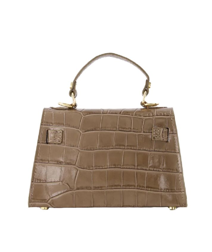 Livia lederen croco handtas in taupe