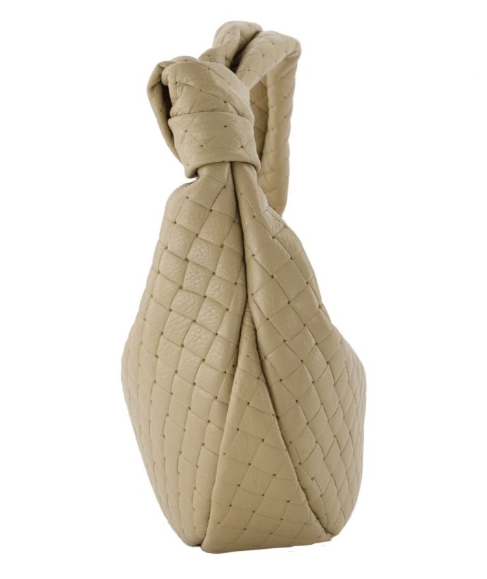 Clara leder gevlochten handtas in taupe