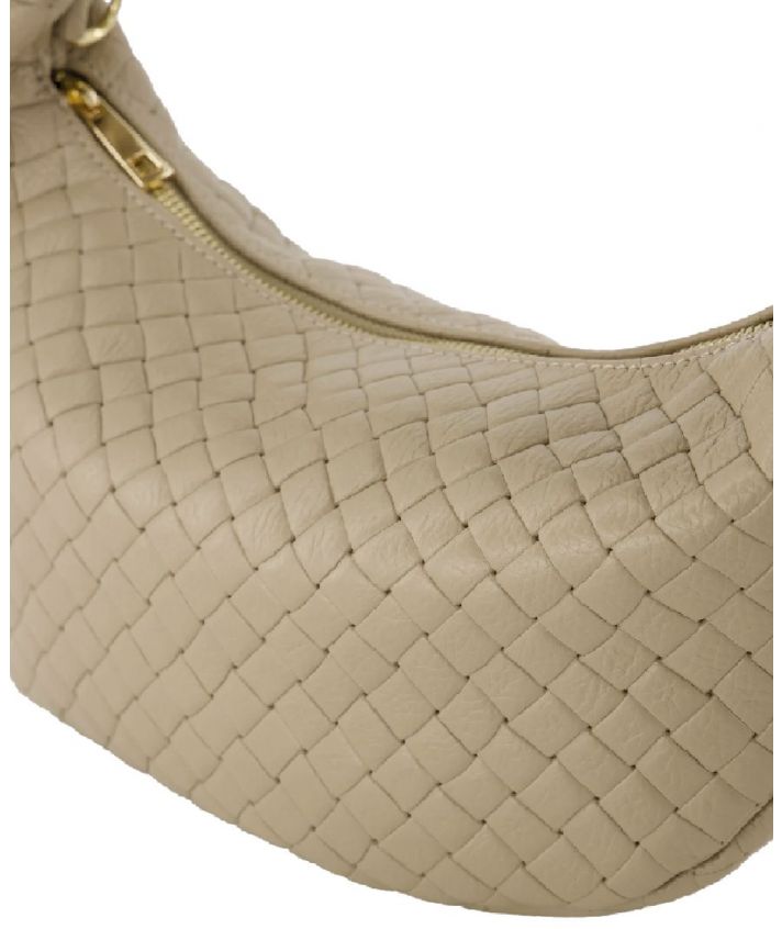 Clara leder gevlochten handtas in taupe