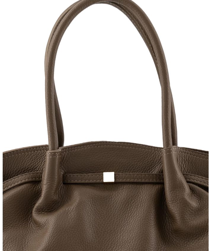 Mila lederen schoudertas in taupe