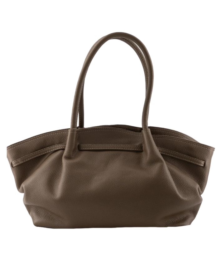 Mila lederen schoudertas in taupe