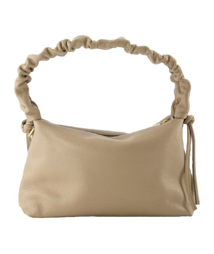 Taupe lederen tas met ruches