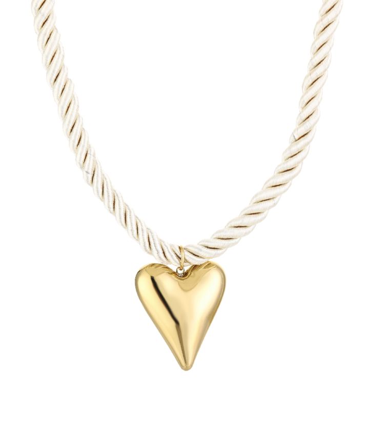 Touwketting in ivoor met XL hart