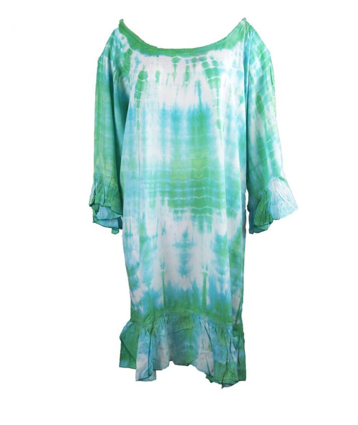 Cold-shoulder tuniek in mintgroen en turquoise