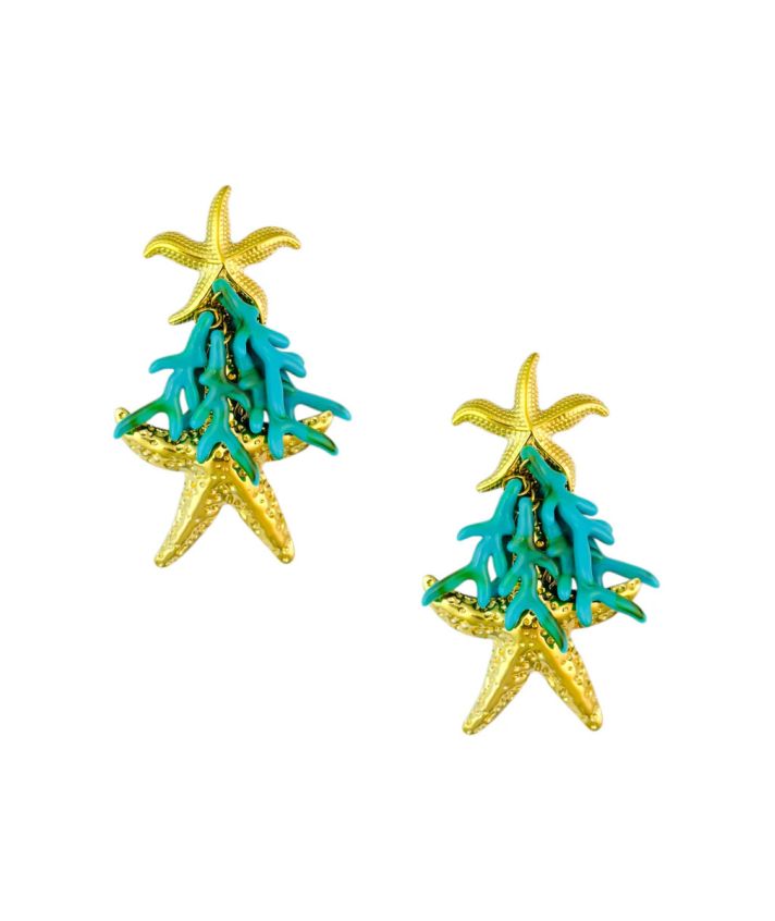 Oorbellen met koraal in turquoise