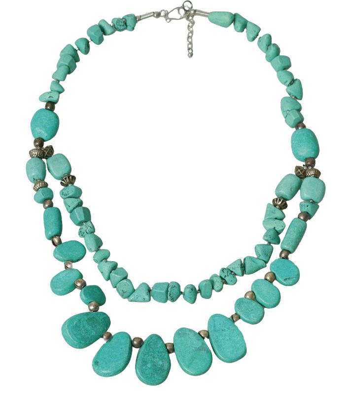 Turquoise stenen kralenketting 