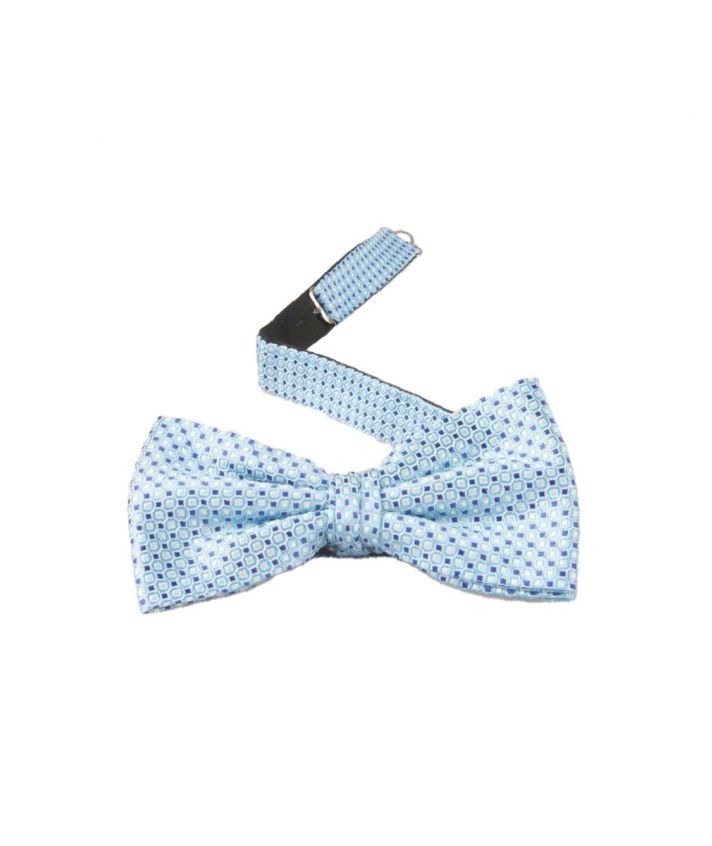 Turquoise zijden vlinderstrik met jacquard geweven motief