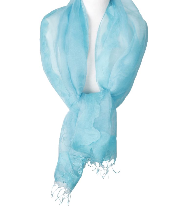 Turquoise zijden organza stola