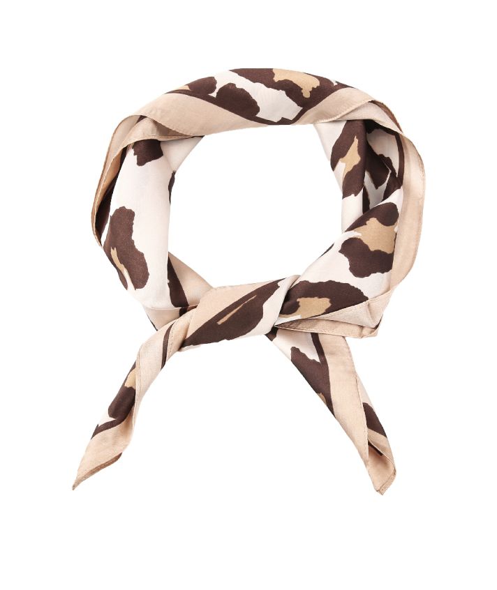 Vierkant Luipaard satijnen sjaaltje in beige