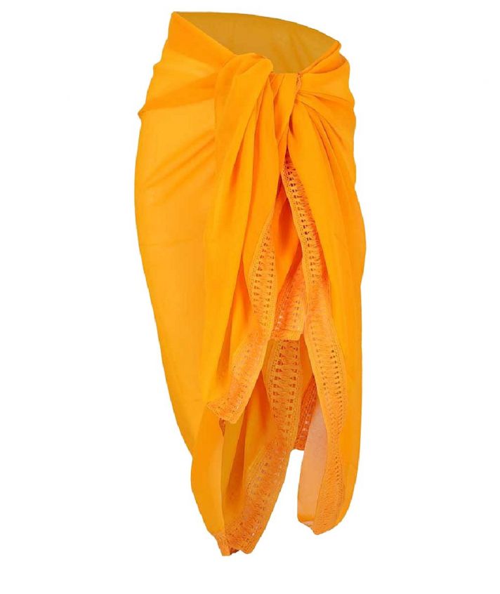 Voile sarong in warmgeel met gehaakt bandje,Voile sarong in warmgeel met gehaakt bandje,Voile sarong in warmgeel met gehaakt bandje