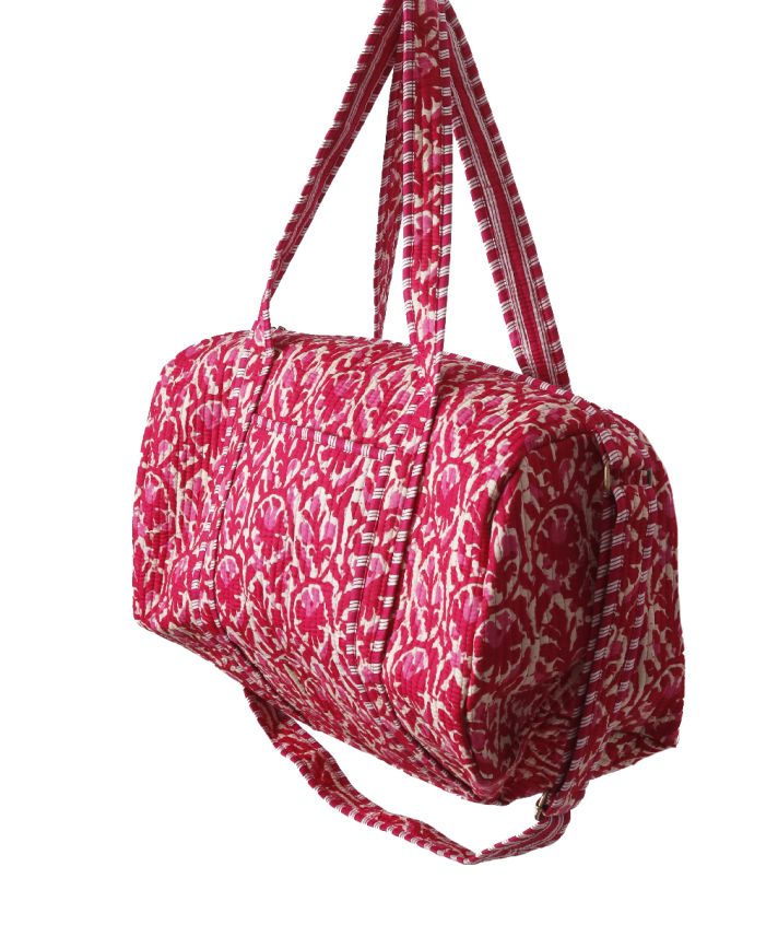  Gewatteerde weekend tas met floral in roze