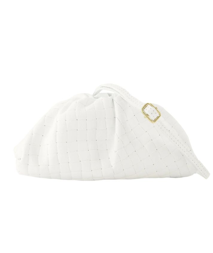 Leren gevlochten crossbody clutch in wit