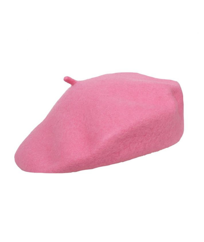 Wollen Franse baret in roze
