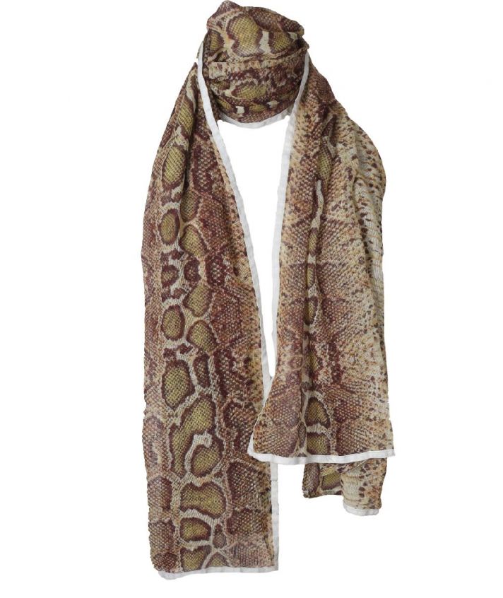 Wollen mousselinesjaal met slangenprint
