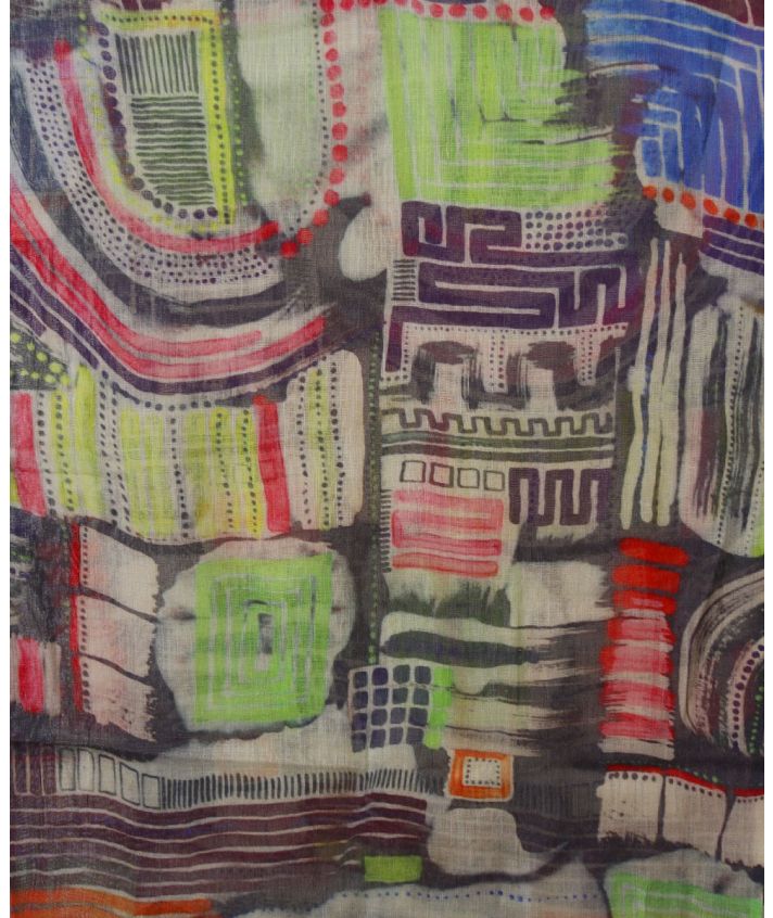 Wollen sjaal met kleurrijke abstracte print 