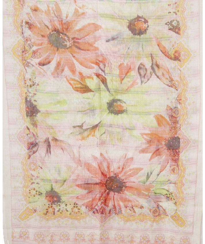 Luchtige wollen sjaal met bloemenprint
