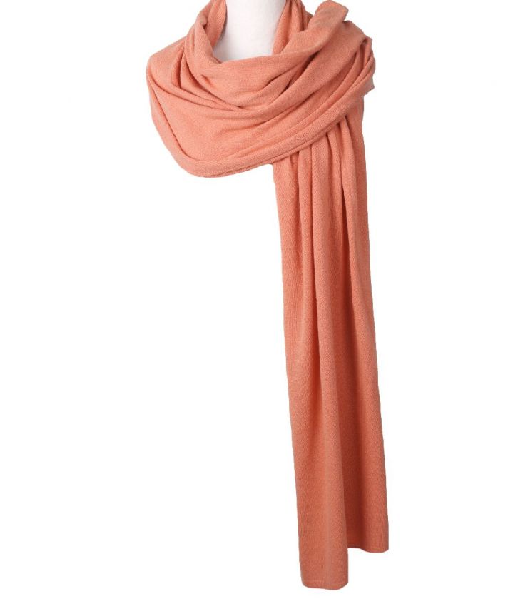 Kasjmier-blend sjaal/omslagdoek in zalmroze