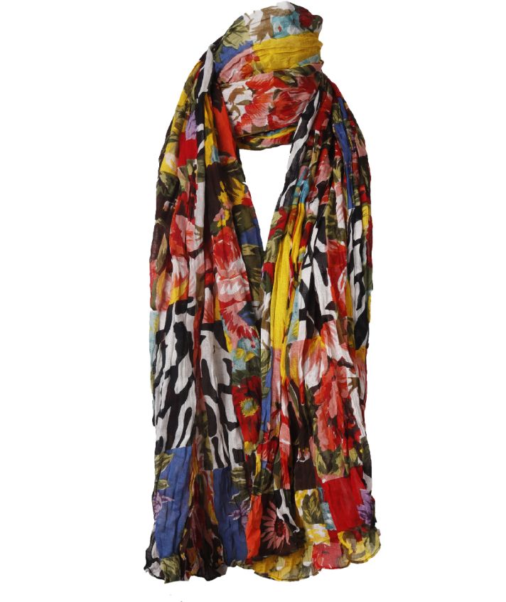Katoenen sjaal met patchwork print