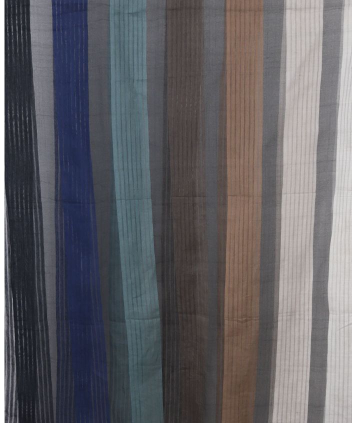 Zijde-katoenen sjaal met stroken – blauw & petrol
