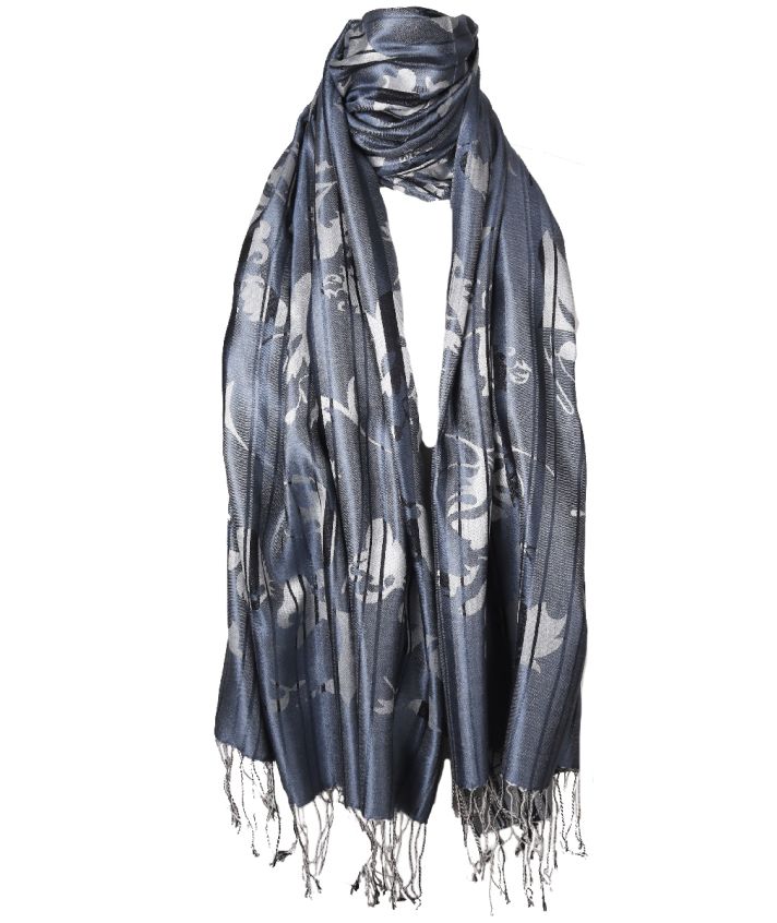Zijde pashmina sjaal in blauw-grijs