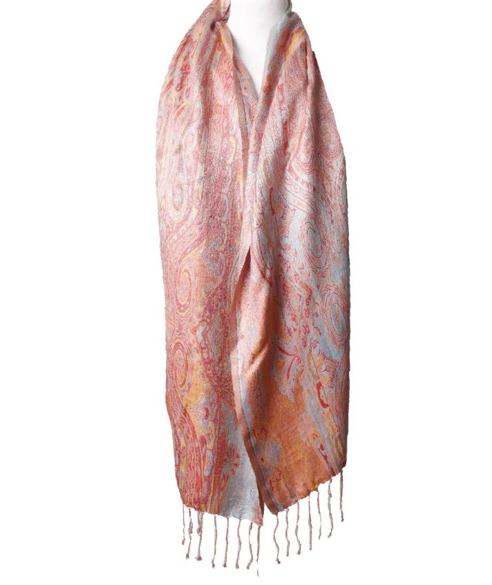 Zijden pashmina sjaal in roze tinten