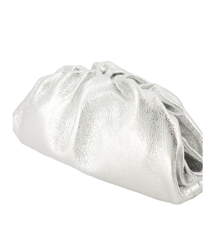 Metallic leren clutch in zilver