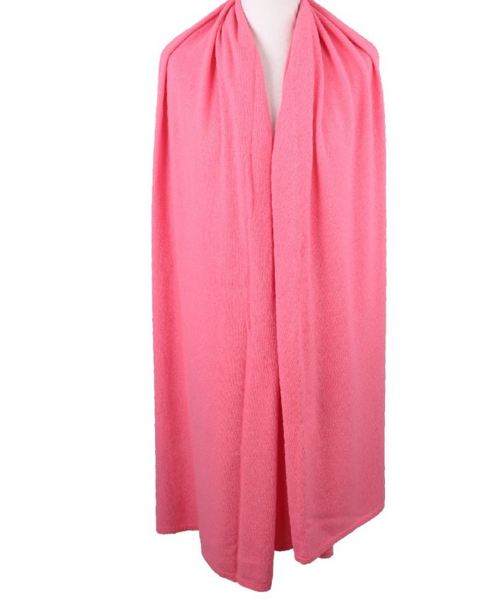 Kasjmier-blend sjaal/omslagdoek in zuurstok roze