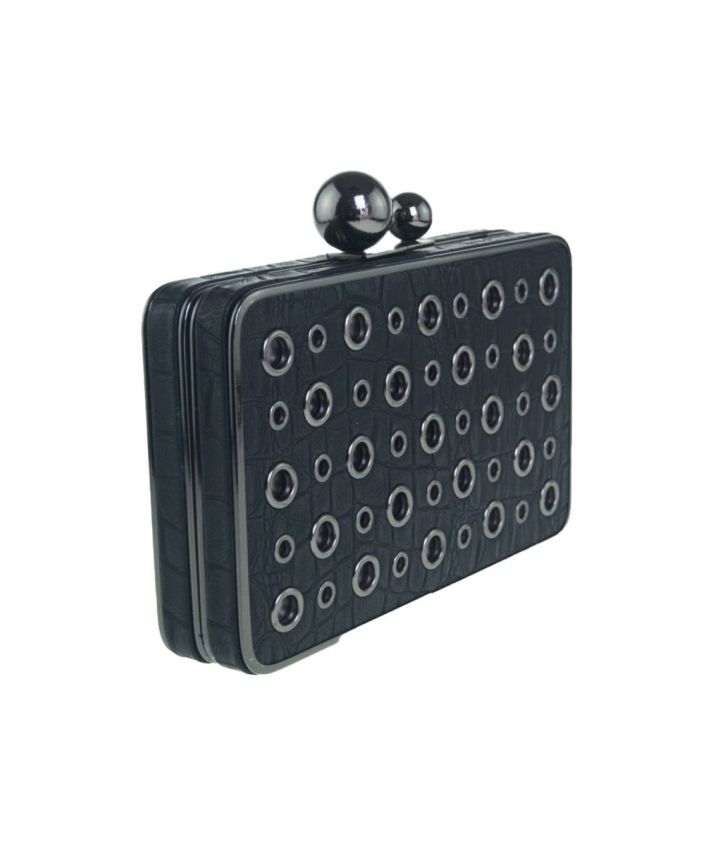 Zwart avondtasje met krokodilstructuur