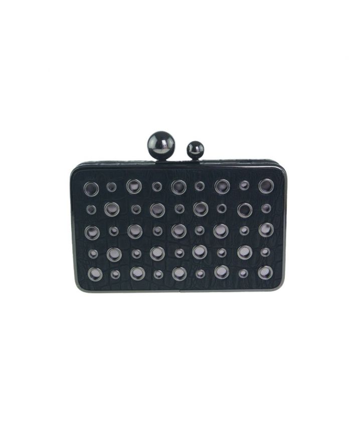 Zwart avondtasje met krokodilstructuur