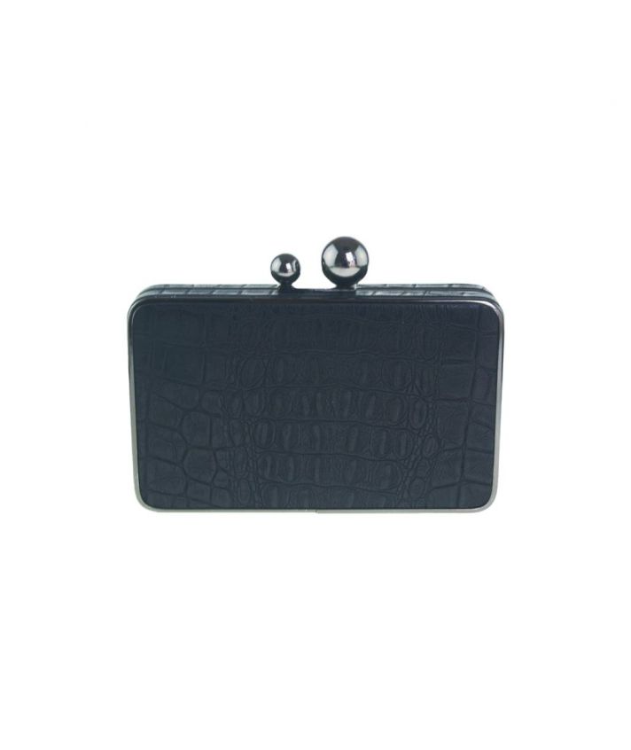 Zwart avondtasje met krokodilstructuur