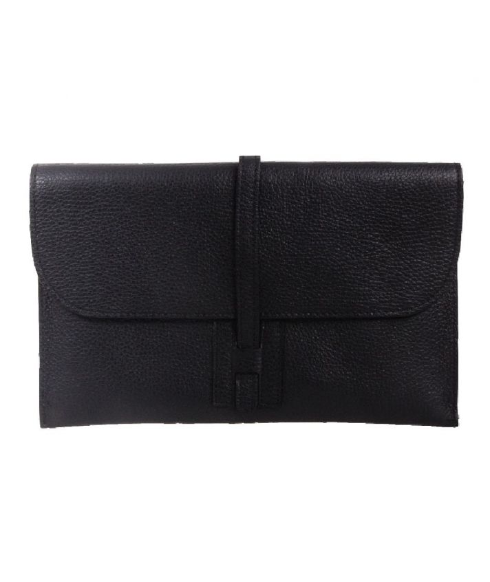 Lederen envelop clutch in zwart