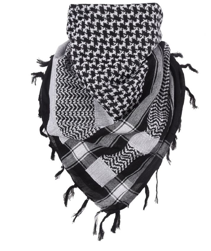 Arafat/PLO sjaal in zwart en wit