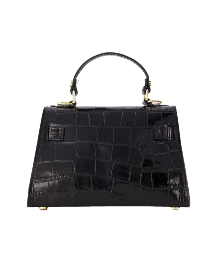 Livia lederen croco handtas in zwart