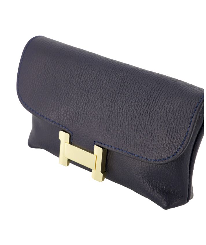 Helene lederen clutch in donkerblauw