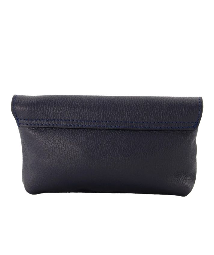 Helene lederen clutch in donkerblauw
