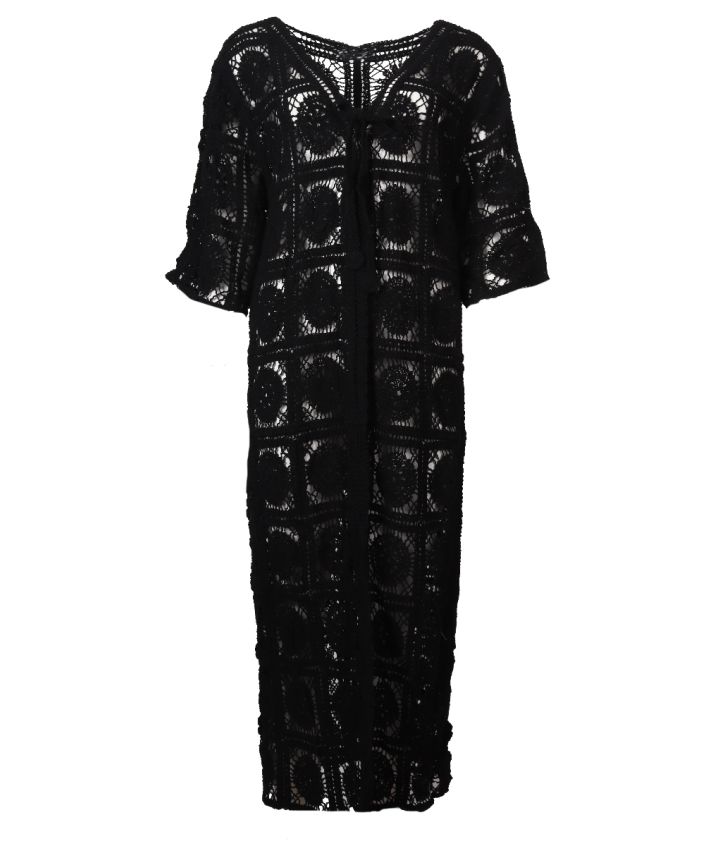 Gehaakte kimono in zwart