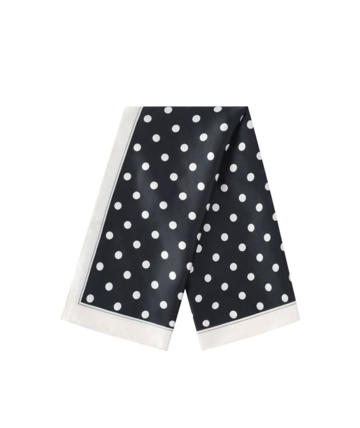 Vierkant satijnen sjaaltje met polkadots – zwart