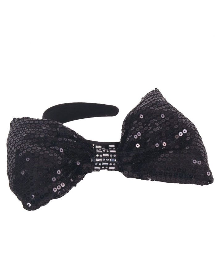 zwarte xl-paillettenstrik met strass op diadeem