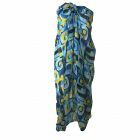 Blauwe crêpe voile sarong met grafische print