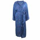 Lange kobaltblauwe zijde-blend kimono met paisley print 