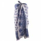 Sarong pareo met in wit paisley-ornament print in blauw