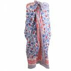 Katoenen sarong met floral print in blauw en roze