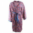 Zijde-blend kimono in roze en blauw
