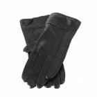 Zwarte leren handschoenen met kleine strik